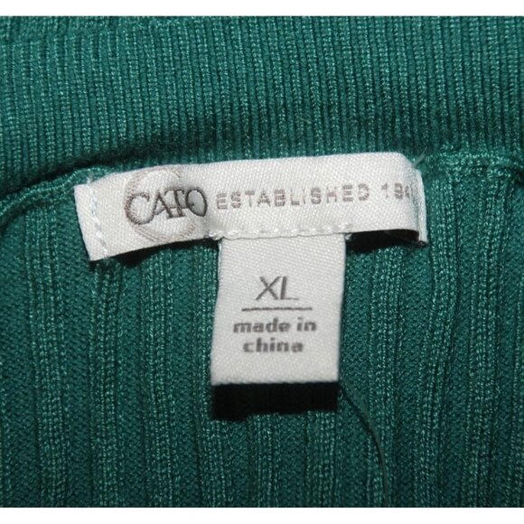 NWT Cato Est. 1946 Green Pullover Sweater Size XL Open Long Sleeve V-Neck Ribbed - Picture 10 of 12